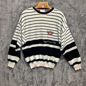 Cabrini Royal Ocean Club Sweater Mens Large Navy White Striped Crewneck Ireland